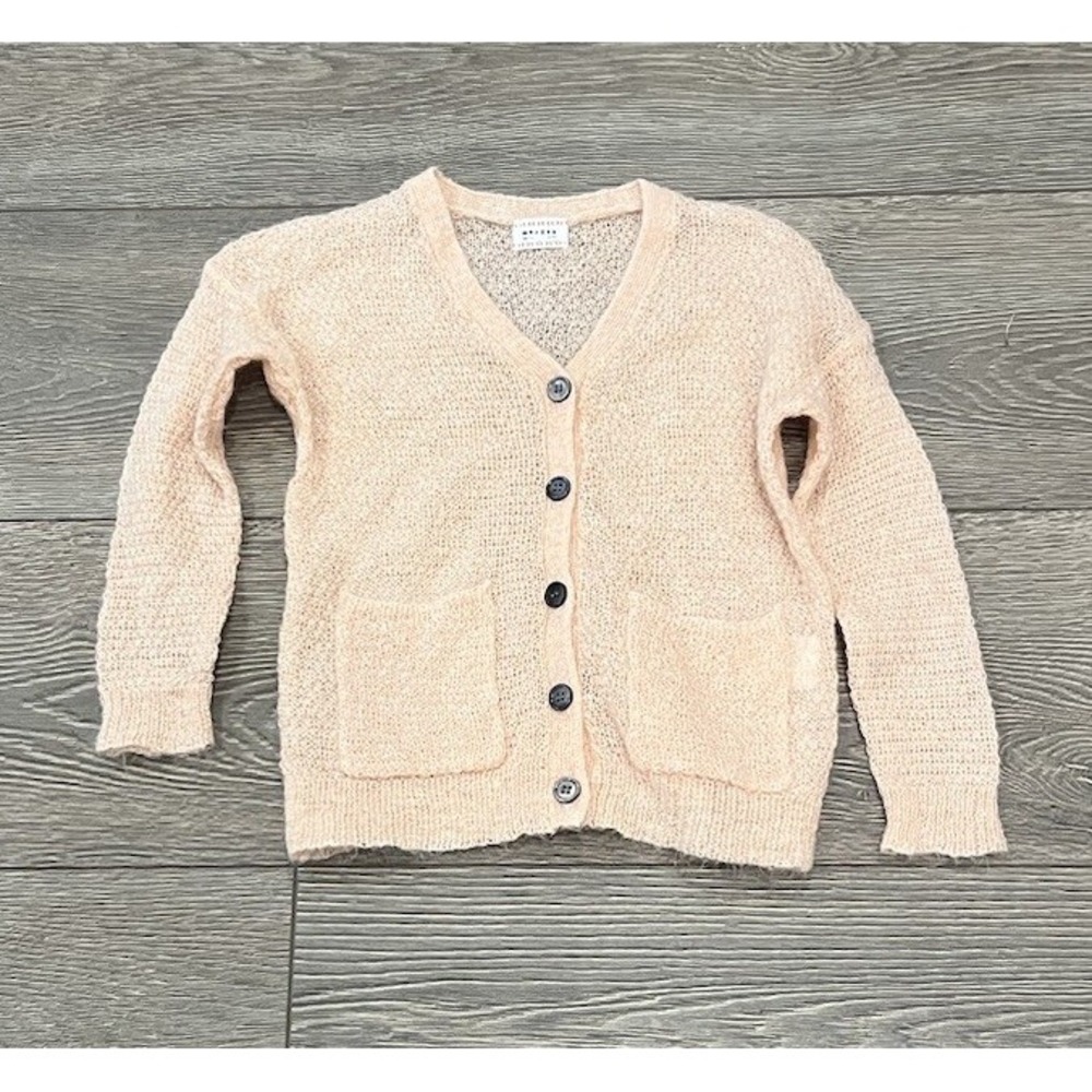 MORLEY TODDLER GIRL'S SOFT MOHAIR WOOL PEACH CARDIGAN SWEATER POCKETS V NECK 3